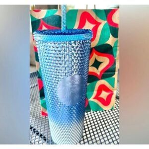 Bnwt Starbucks 2023 winter blue silver gradient ombre icicle tumbler venti 24 oz